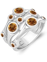 0.85 Cts Citrine Ring in 14K White Gold