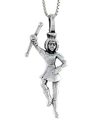 Sterling Silver Majorette Pendant, 1 1/2 inch tall