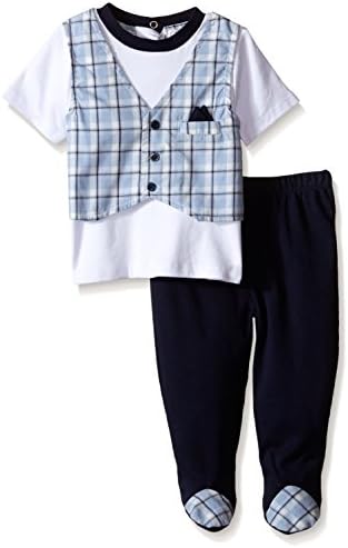 Quiltex Boys' Yard Dye Vest with Footed Pant Set, Multi, 6/9