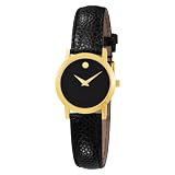 Movado Ladies 606088 Museum Black Genuine Leather Strap Watch by Movado