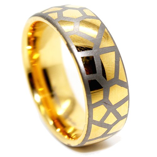 8mm 18k Gold Plated Laser Etched Giraffe Print Design Tungsten Wedding Ring Fashion Band Engagement Ring Size 11