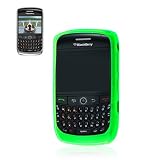 New Fashionable Perfect Fit Polymer Protector Skin Cover Cell Phone Case with Screen Protector for RIM Blackberry Curve 8900 AT&T, T-Mobile - GREEN