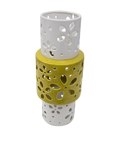 Glam Home Vaso Decorativo Bianco/Giallo
