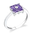 Sterling Silver 0.75 cts Princess Cut Amethyst Ring Size 8