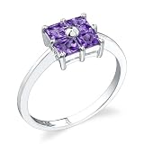 Sterling Silver 0.75 cts Princess Cut Amethyst Ring Size 8