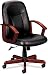 Basyx VL801NST11 VL800 Series Manager Mid-Back Swivel/Tilt Chair, Black Leather/Mahog...