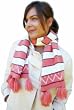 Handmade Winter 75% Alpaca Natural Fiber Scarf - Winter Andean Coral Pink (Large/Decorative Tassels)
