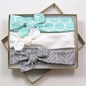 OgaVa Chevron Organic Cotton Knotted Headband Baby Headband Toddler Jersey Knit Chevron Mint Gray White Headband