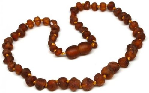*SAFETY CLASP & SAFETY KNOTTED* Bouncy Baby Boutique(TM) - Certified Authentic Baltic Amber Teething Necklace - N44 Raw Cognac