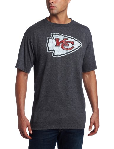 NFL Men's Kansas City Chiefs Vintage Logo III Short Sleeve Basic Tee (Charcoal Heather, Medium)