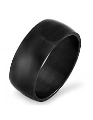 7 Mm Stainless Steel Black Mens Ladies Unisex Dome Wedding Ring Shiny... by DazzlingRock Collection