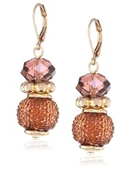 Napier "Color In Command" Gold-Tone and Brown-Tone Double Drop Earrings