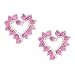 Sterling Silver Pink Crystal Open Heart Button Earrings