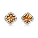 14k Gold Cushion Cut Citrine and Diamond Earring ( 0.10 ct.tw.)