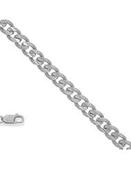10k Solid White Gold 1 mm (3/64 Inch) Gourmette Curb Chain Necklace 24" w/ Lobster Claw Clasp