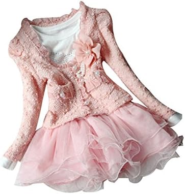 wuudi Cardigan Clothes Kids Dress Outfit Clothing 2 Piece for Baby Girls