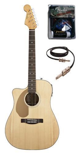 41Qs8pzILBL Fender Sonoran SCE Left Handed Dreadnought Cutaway Acoustic Electric Guitar Bundle with Fender Leatherette Pouch, Polish, Phosphor Bronze Strings, Polish Cloth, Wirecutters, Hex Key, California Crank, Picks and 10 Foot Instrument Cable   Natural