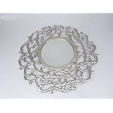 Homescapes - Silver Decorative Mirror - 52 cm (20 in) Diameter - 100% Aluminium - Distressed Antique Finish - Round Victorian Mirror Frameby Homescapes