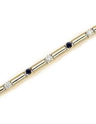 14kt Yellow Gold Round Blue Sapphire and Diamond Bracelet