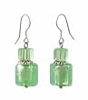 Earrings - E442 - Murano Style Glass - Square Style ~ Light Green