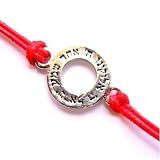 Shema Israel Circle Kabbalah Red Leather Cord Bracelet Evil Eye Charm