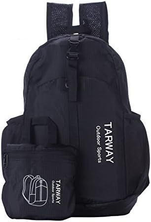 TARWAY Durable Packable Foldable Handy Lightweight Laptop Backpack Waterproof Travel Daypack (black-20L)