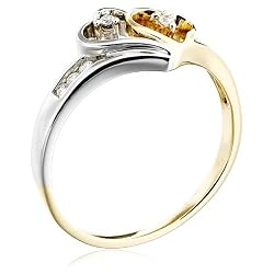 anel Two-Tone do coração do diamante 14k anel Two-Tone do coração do diamante 14k