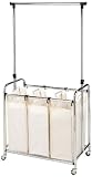Seville Classics WEB153 3-Bag Laundry Sorter with Hanging Bar