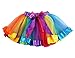 A AURA® Girls Layered Rainbow Tutu Skirt Rave Ballet Dance Ruffle Tiered Clubwear