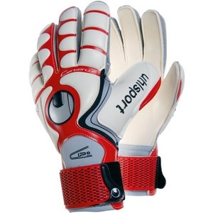 Uhlsport Cerberus Absolutgrip L Goalkeeper Gloves, White/Red/Silver, 11