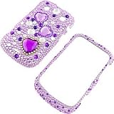 Rhinestones Protector Case for BlackBerry Bold 9900 9930, 3 Purple Hearts F ....