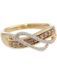 18k Gold Plated Sterling Silver Champagne and White Diamond Bridge Ring (1/3 Cttw, I-J Color, I2-I3 Clarity)