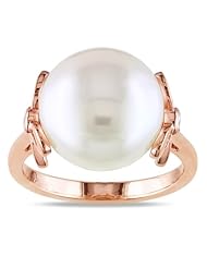 10k Pink Gold Freshwater Cultured Pearl Diamond Fashion Ring (0.05 cttw, G-H, I1 I2 Clarity)