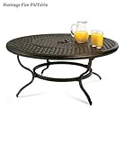 Heritage Cast-Aluminum Fire Pit/Table with Grill, Poker, and Screen Dome