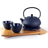 Cast Iron Tea Set with Bamboo Tray