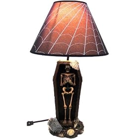 Creepy Coffin Shaped Skeleton Table Lamp W/ Shade