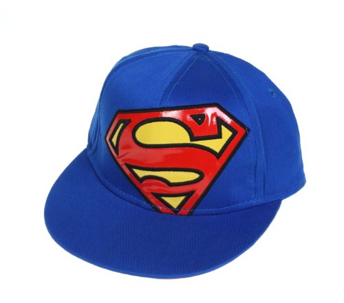 DC Comics Superman Large Vinyl Logo Mens Hat Cap (OSFA, Blue)