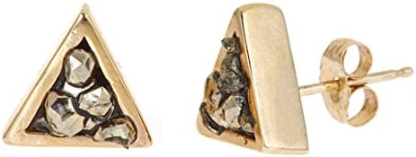Pyramid Earring in Pyrite