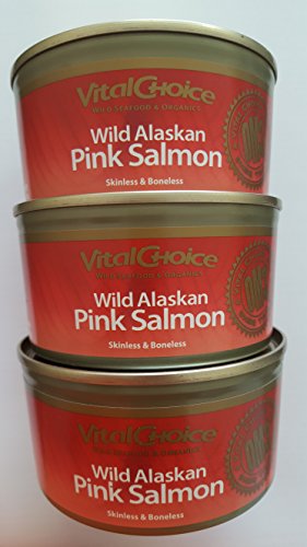 Vital Choice Wild Alaskan Pink Salmon - Skinless/ Boneless - 6 Oz Easy Open (3 Cans)