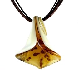 Calla Lily Murano Glass Pendant - Calla White/Gold