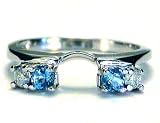 Blue Topaz Diamond Ring Wrap Guard Enhancer white gold
