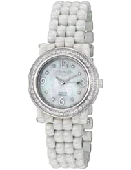 Stuhrling Original Womens 955.12E1W7 Vogue Audrey Grace Ceramic Quartz Genuine Diamond Mother-Of-Pearl Date Watch