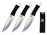 New 3pc Silver Throwing Knife Set 3 pc Knives w Sheath