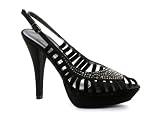 Glitterati Satin Diamante Black Womens Platform Heels