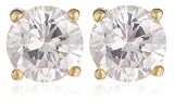 9ct Yellow Gold AME105329 Ladies Cubic Zirconia Stud Earrings