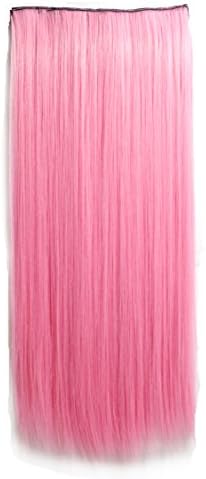 Best Selling ! 15 Colorsjapan High Temperature Heat Resistant Synthetic Straight Multi Color Extension Hair Wig Woman's 65cm 25inch 105g Good Quality Human Made Hair (dark pink)