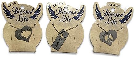 Inspirational Dog Tag Necklaces - 3 Pack - Religious Dog Tag Necklaces - METAL - For Men, Women, Teens - Etched Printed Words on a Silver Tone Ball Chain - BUNDLE PACK, 3 Necklaces (Love Peace Dream)