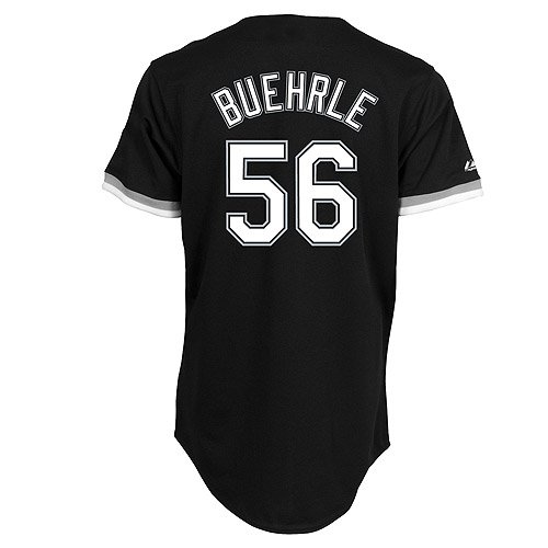 MLB Men's Chicago White Sox Mark Buehrle Black Alternate Short Sleeve 6 Button Synthetic Replica Baseball Jersey Spring 2012  (Black, XX-Large)