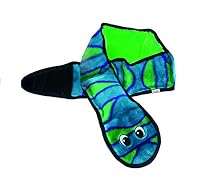 Outward Hound Invincibles Snake Stuffingless Durable Tough Plush Dog Squeaky Toy with 6 Squeakers, Large, Blue and Green
