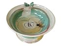 ArtisanStreet's Stoneware Fruit Bowl on Pedestal Base. Features Green Apple and Honey Bee Inside Bowl. Hand Crafted, Limited Edition, Signed by Artisan
